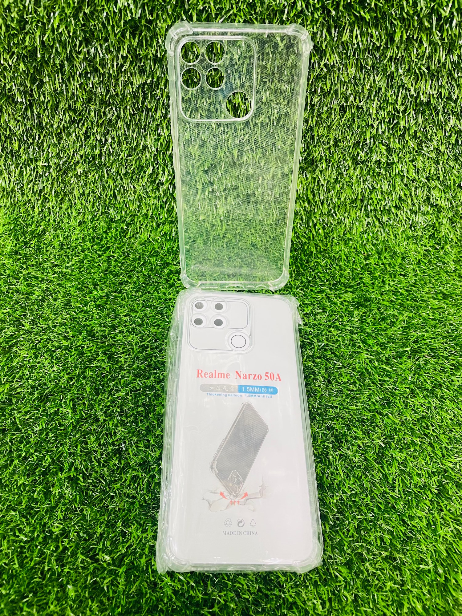 Picture of For Realme Narzo 50A Soft Transparent Shockproof Tpu Back Case/Cover  Water Colour, With Camera Bumper protection.