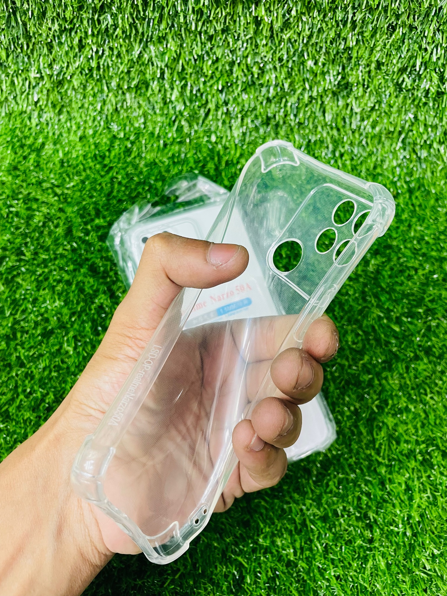 Picture of For Realme Narzo 50A Soft Transparent Shockproof Tpu Back Case/Cover  Water Colour, With Camera Bumper protection.