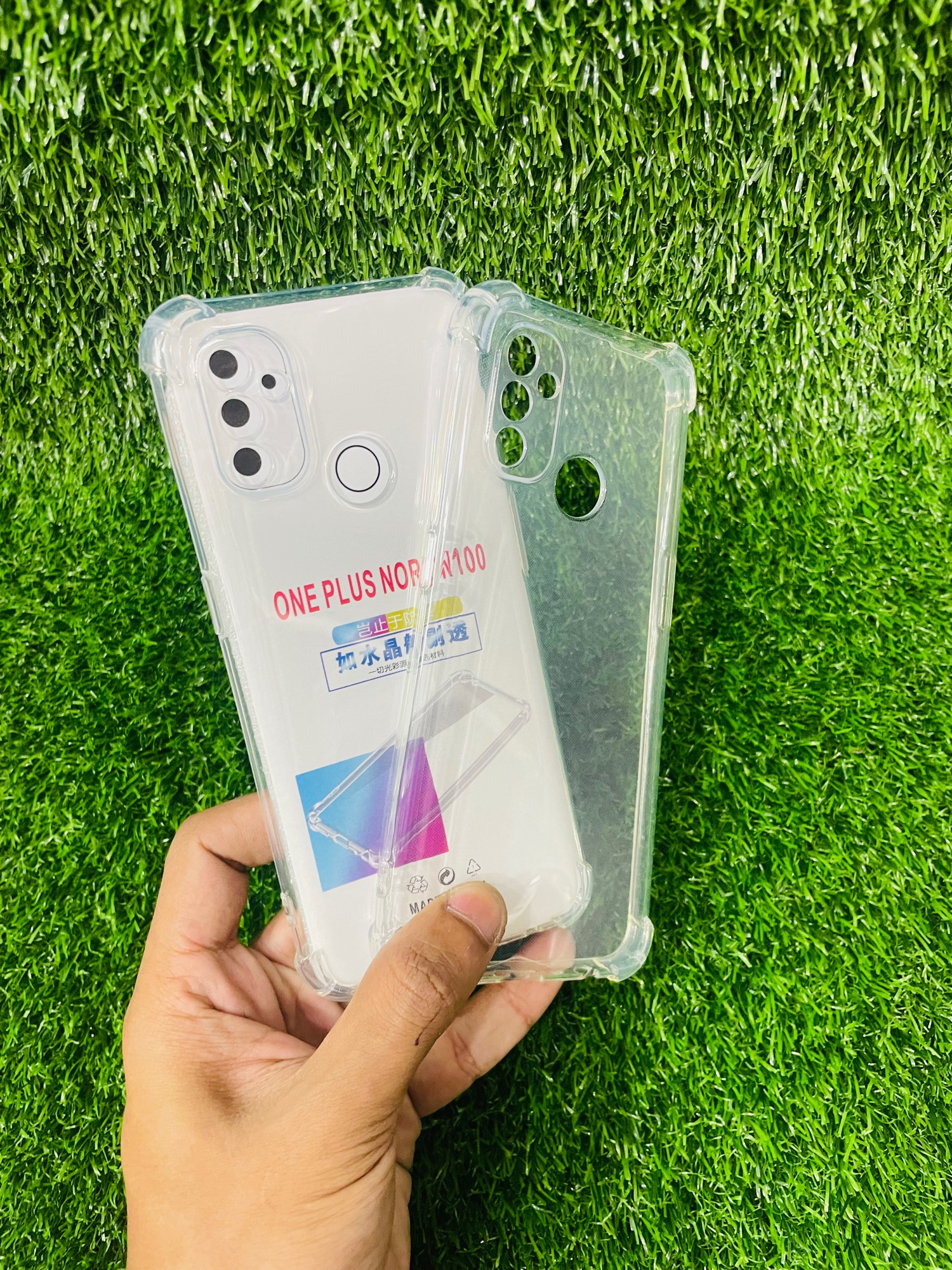 Picture of For ONE PLUS NORD N100 Soft Transparent Shockproof Tpu Back Case/Cover  Water Colour, With Camera Bumper protection.