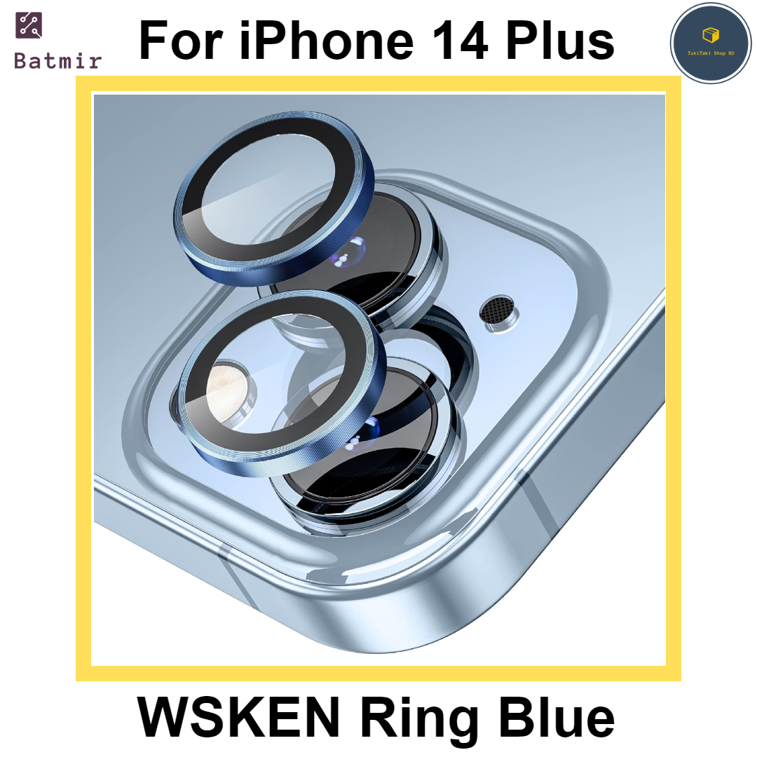Picture of For Apple iPhone 14 Plus Blue WSKEN Ring Alloy Ultra Thin Camera Lens Protector