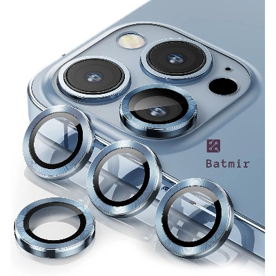 Picture of For Apple iPhone 13 Pro Sierra Blue Camera Protector WSKEN Metal Ring Tempered Glass Camera Lens Protector