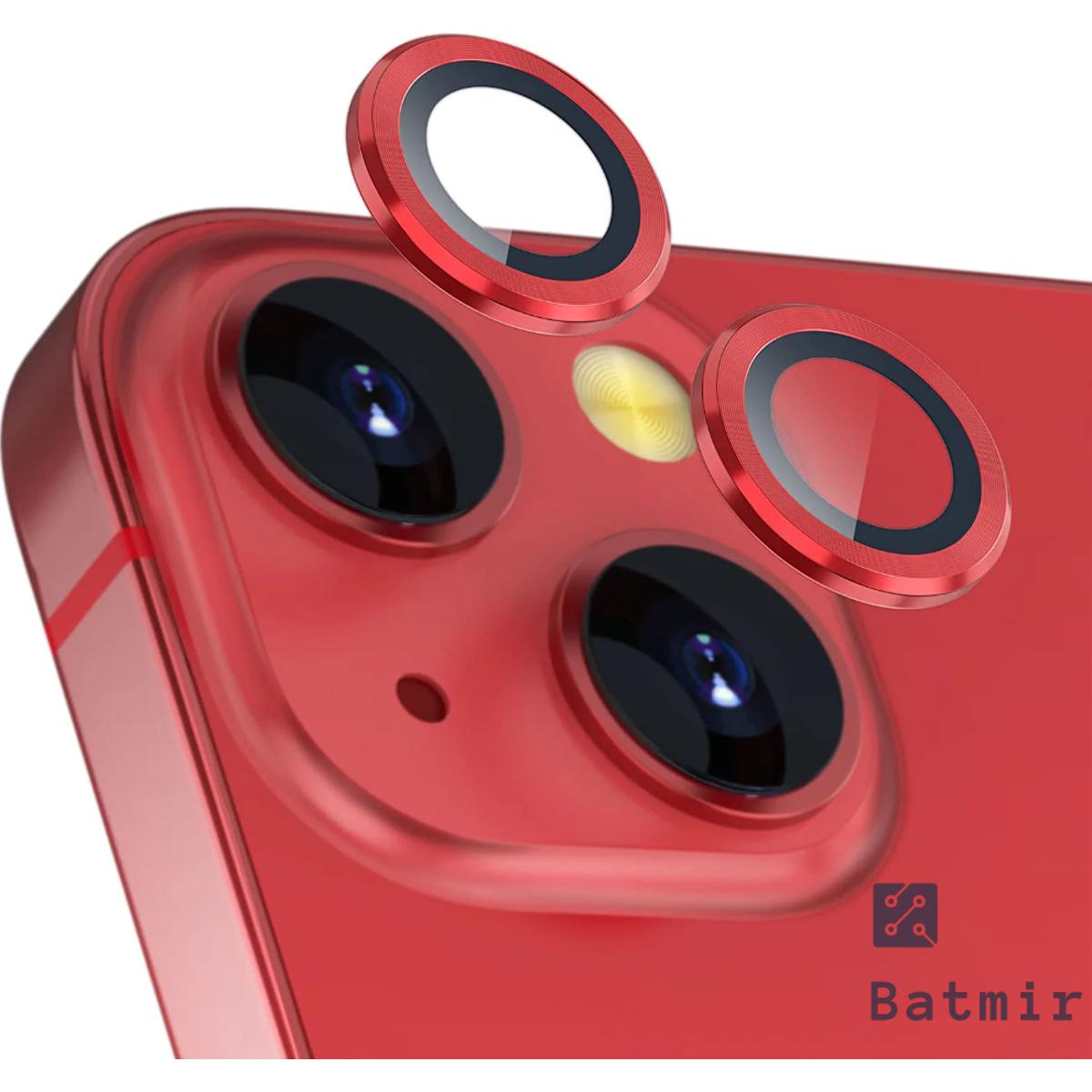 Picture of For Apple iPhone 13 Red Camera Protector WSKEN Metal Ring Tempered Glass Camera Lens Protector