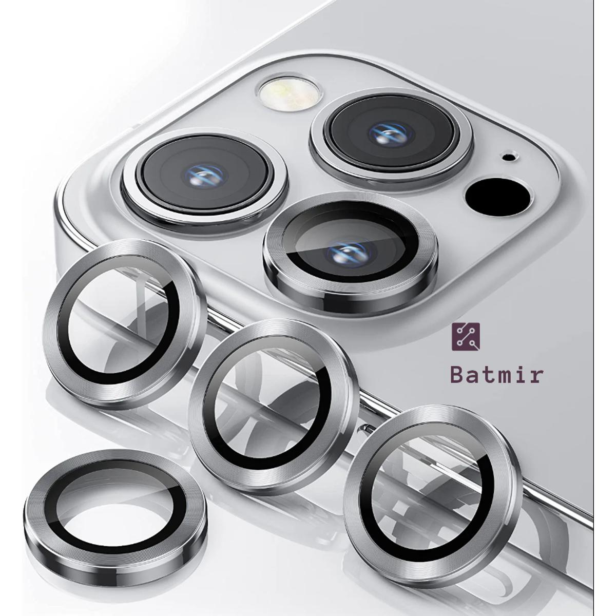 Picture of For Apple iPhone 13 Pro Max Silver Camera Protector WSKEN Metal Ring Tempered Glass Camera Lens Protector