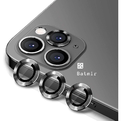 Picture of For Apple iPhone 11 Pro Grey Camera Protector WSKEN Metal Ring Tempered Glass Camera Lens Protector