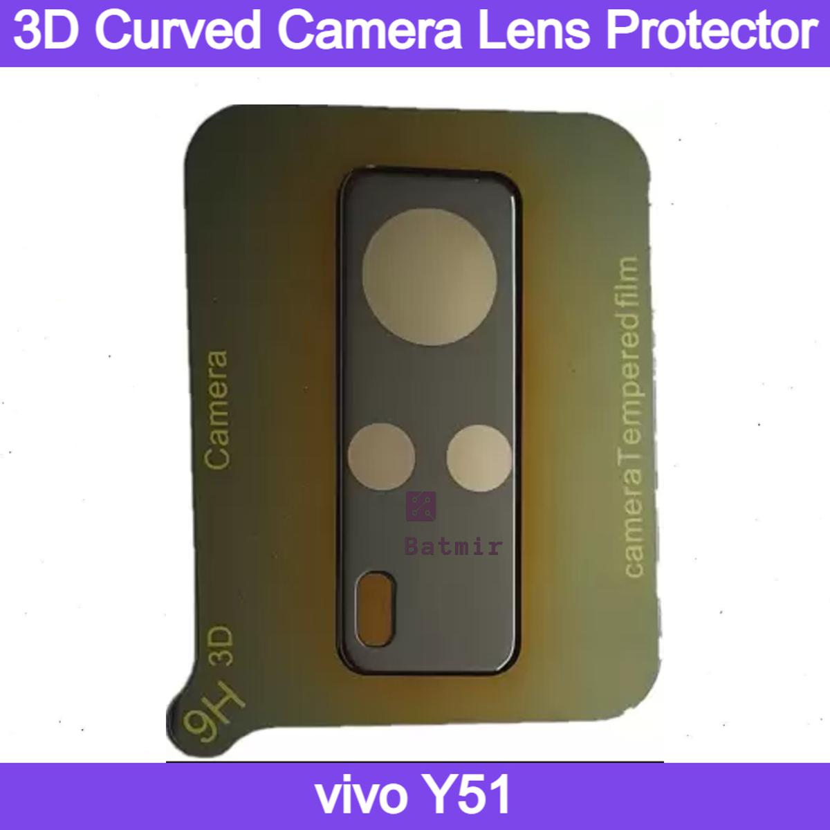 Picture of For vivo Y51 3D Curved Camera Lens Protector Lens Shield Latest Generation Curvy Border Glass Membrane HD Tempered Glass Camera Full Lens Protector