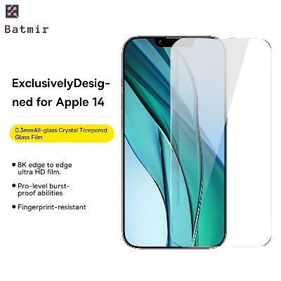 Picture of For Apple iPhone 14 / iPhone 14 Pro Screen Protector Transparent 9H Hardness Latest Generation Curved Premium Tempered Glass Screen Protector