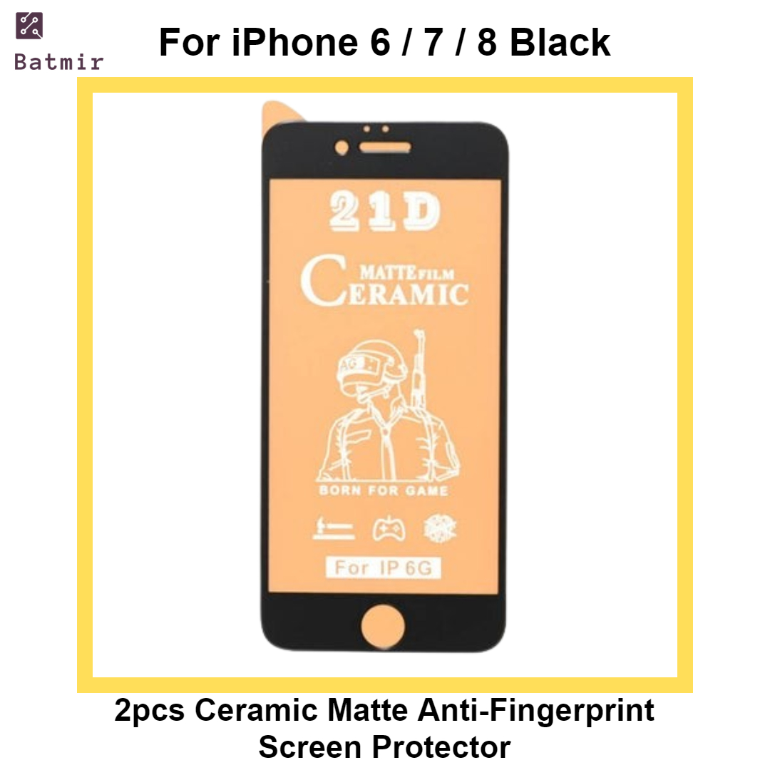 Picture of For Apple iPhone 6/ iPhone 7/ iPhone 8 Black 2pcs Ceramic Matte Anti-Fingerprint Front Screen Protector (Not Glass)