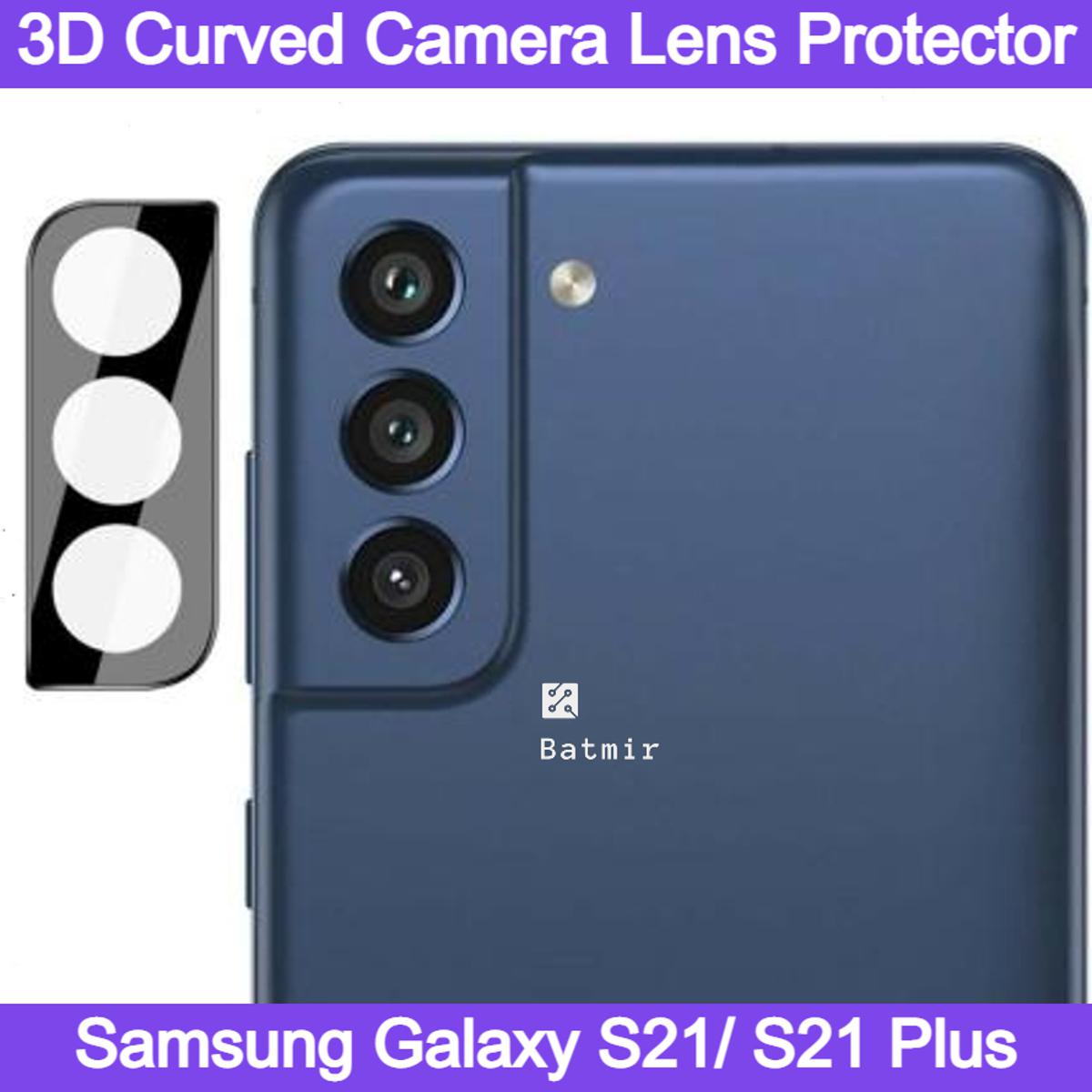 Picture of For Samsung Galaxy S21 5G/ Galaxy S21 Plus 5G 3D Curved Camera Lens Protector Lens Shield Latest Generation Curvy Border Glass Membrane HD Tempered Glass Camera Full Lens Protector for Mobile