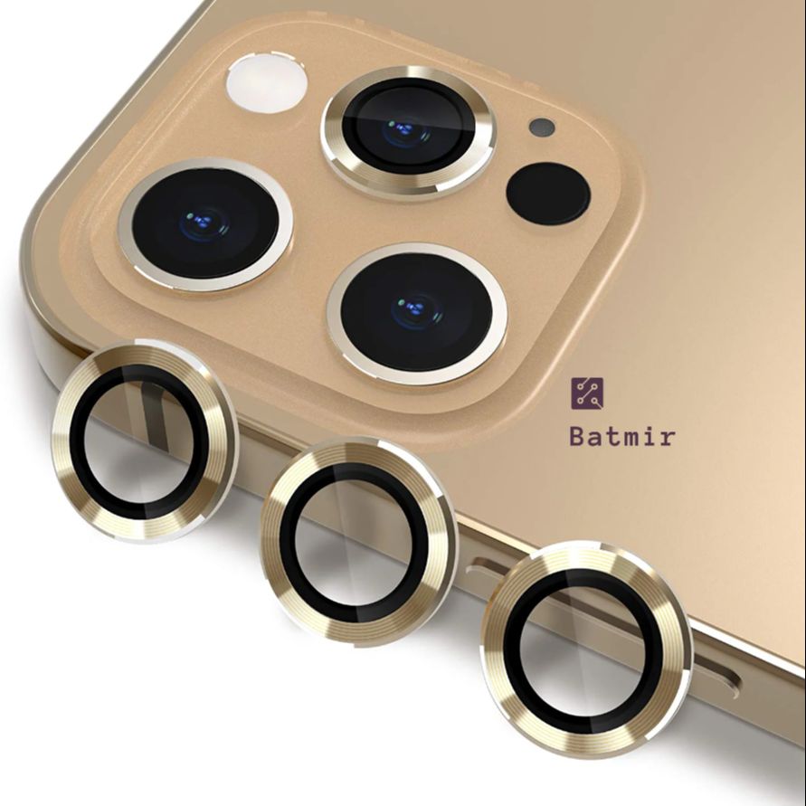 Picture of For Apple iPhone 11 Pro Golden Camera Protector WSKEN Metal Ring Tempered Glass Camera Lens Protector