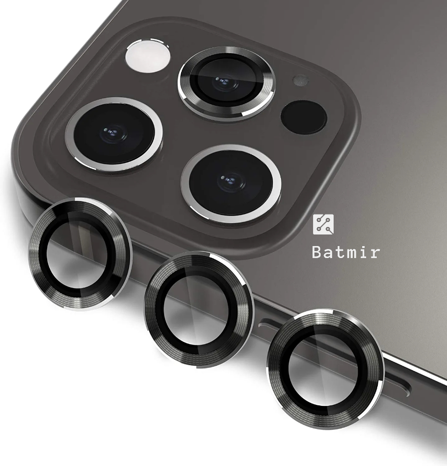 Picture of For Apple iPhone 12 Pro Black Camera Protector WSKEN Metal Ring Tempered Glass Camera Lens Protector