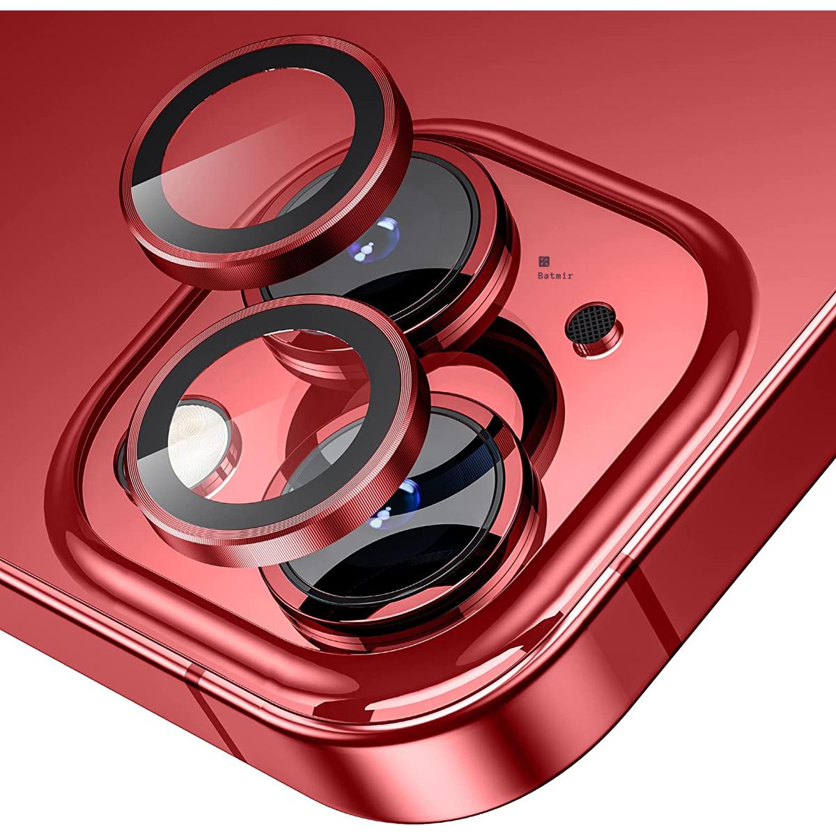 Picture of For Apple iPhone 14 Plus Red Camera Protector WSKEN Metal Ring Tempered Glass Camera Lens Protector
