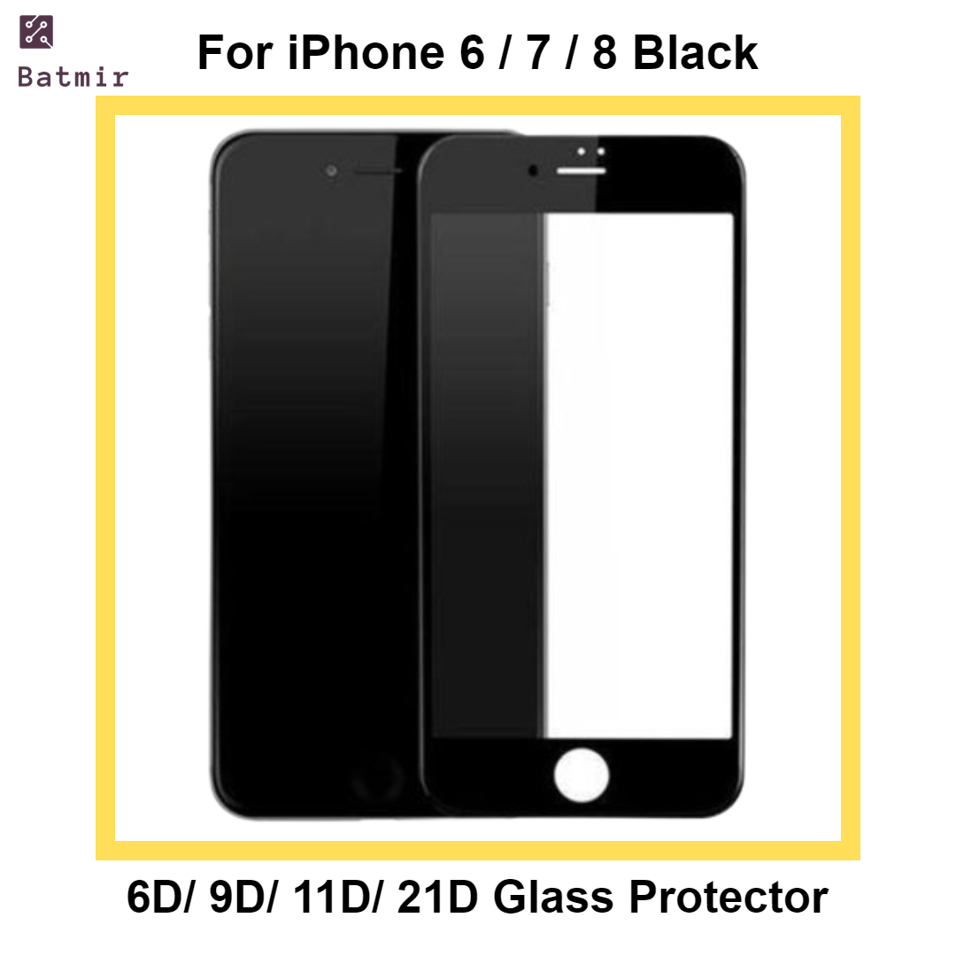 Picture of For Apple iPhone 6/ iPhone 7/ iPhone 8 Black Glass Screen Protector 6D/9D/11D/21D 9H Hardness Front Full Screen Protector