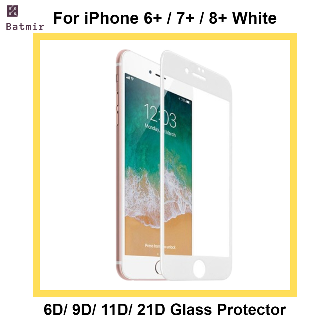 Picture of For Apple iPhone 6 Plus/ iPhone 7 Plus/ iPhone 8 Plus White Glass Screen Protector 6D/9D/11D/21D 9H Hardness Front Full Screen Protector
