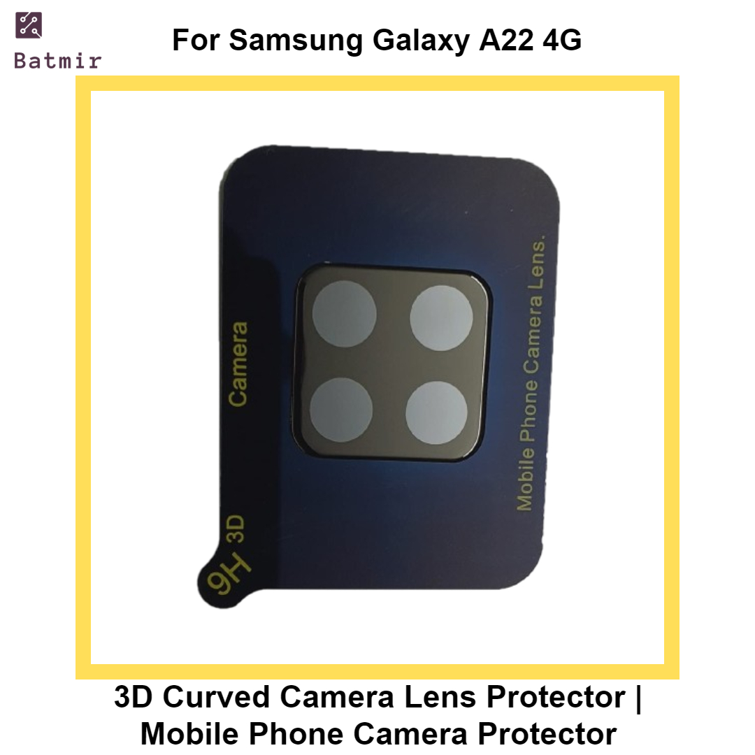 Picture of For Samsung Galaxy A22 4G Lens Shield Latest Generation Curvy Border Glass Membrane HD Tempered Glass Camera Full Lens Protector | 3D Camera Protector | Mobile Phone Camera Protector