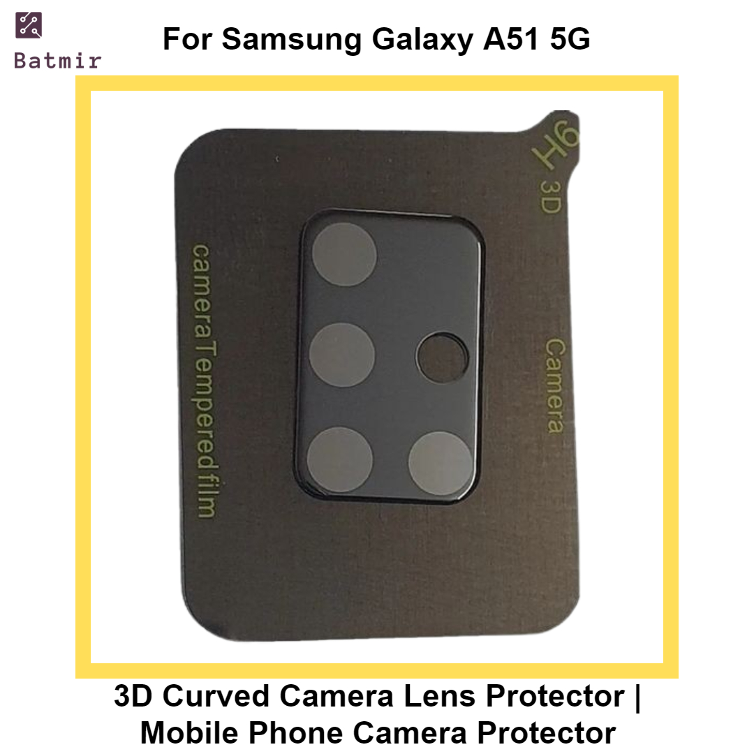Picture of For Samsung Galaxy A51 5G Lens Shield Latest Generation Curvy Border Glass Membrane HD Tempered Glass Camera Full Lens Protector | 3D Camera Protector | Mobile Phone Camera Protector