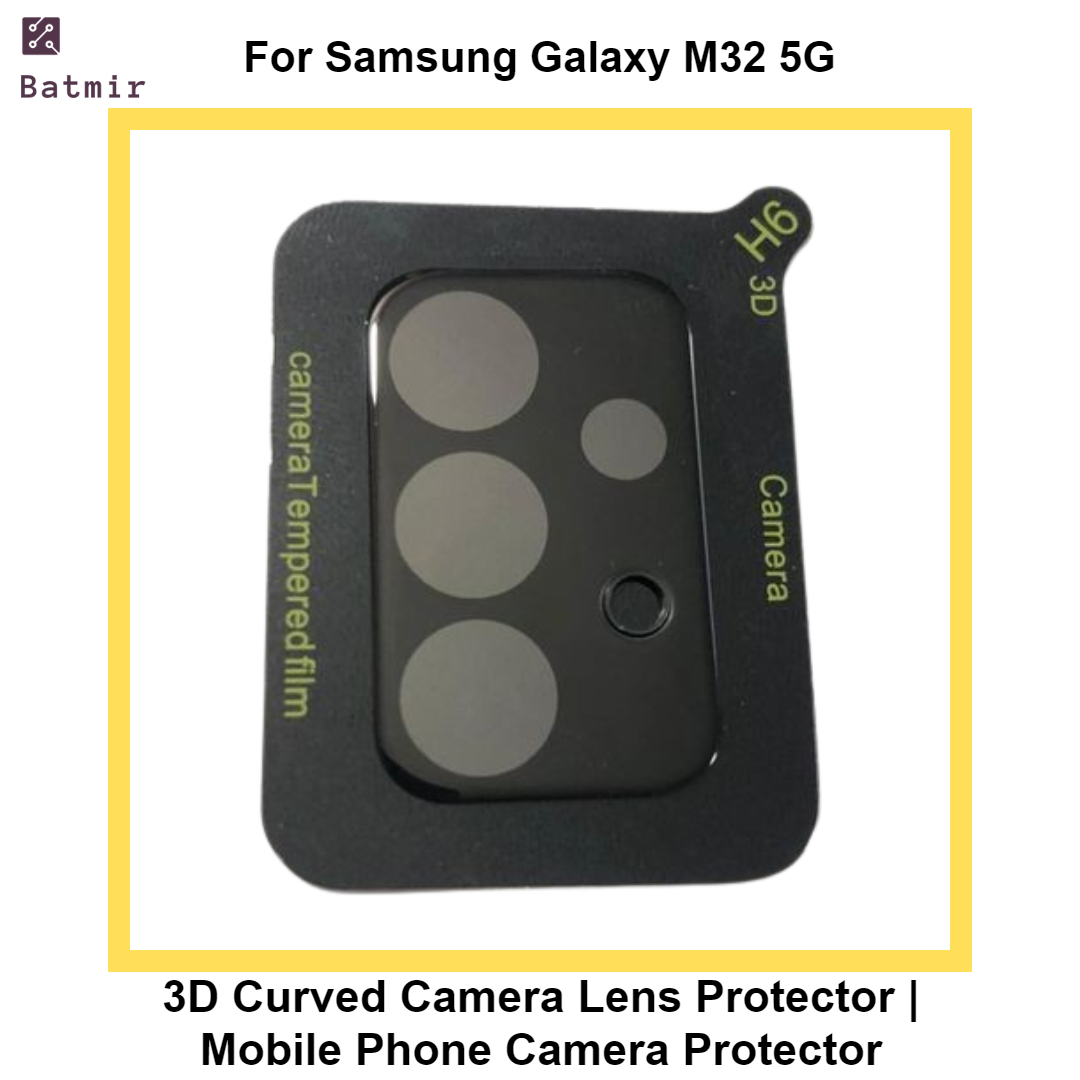 Picture of For Samsung Galaxy M32 5G Lens Shield Latest Generation Curvy Border Glass Membrane HD Tempered Glass Camera Full Lens Protector | 3D Camera Protector | Mobile Phone Camera Protector