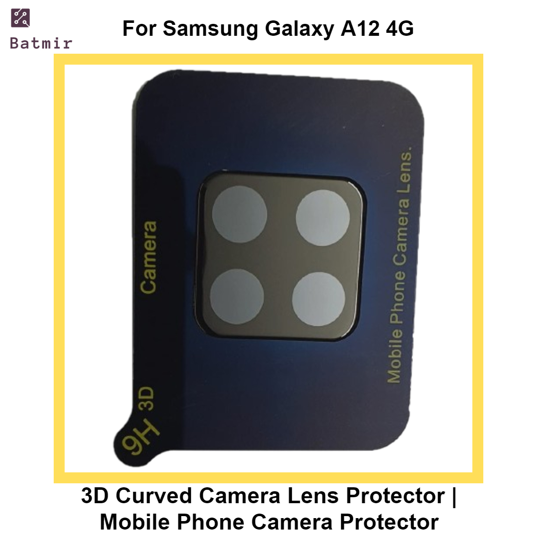 Picture of For Samsung Galaxy A12 4G Lens Shield Latest Generation Curvy Border Glass Membrane HD Tempered Glass Camera Full Lens Protector | 3D Camera Protector | Mobile Phone Camera Protector
