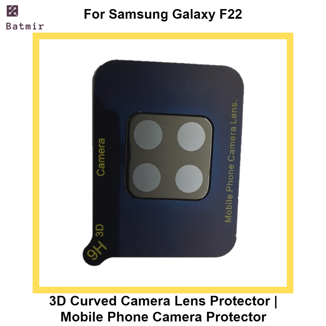 Picture of For Samsung Galaxy F22 Lens Shield Latest Generation Curvy Border Glass Membrane HD Tempered Glass Camera Full Lens Protector | 3D Camera Protector | Mobile Phone Camera Protector