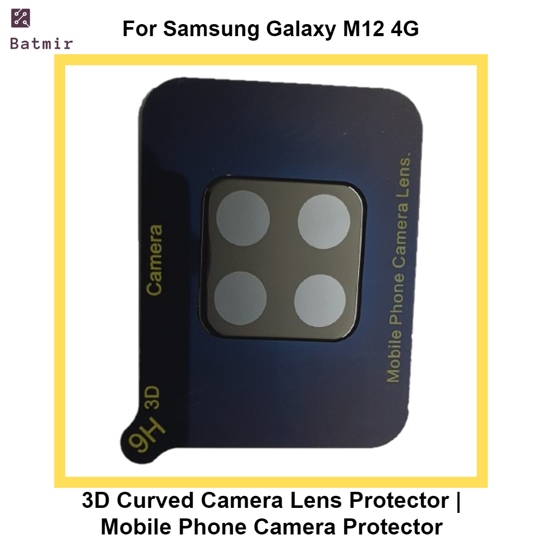 Picture of For Samsung Galaxy M12 4G Lens Shield Latest Generation Curvy Border Glass Membrane HD Tempered Glass Camera Full Lens Protector | 3D Camera Protector | Mobile Phone Camera Protector
