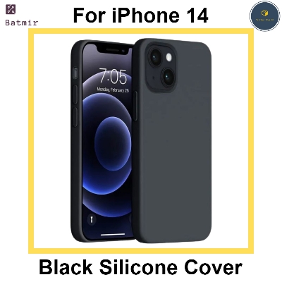 Picture of For Apple iPhone 14 Back Cover Luxurious Matte Silicone Cover Black Case