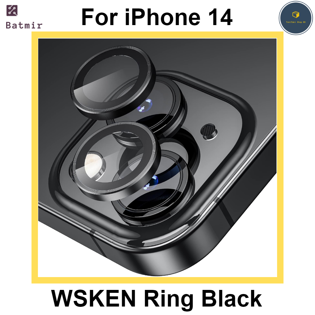Picture of For Apple iPhone 14 Black WSKEN Ring Alloy Ultra Thin Camera Lens Protector
