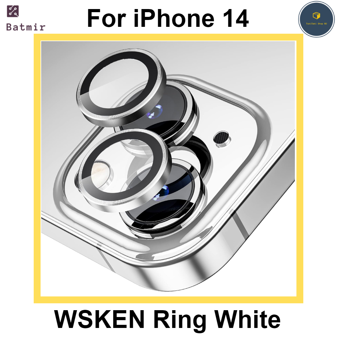 Picture of For Apple iPhone 14 White WSKEN Ring Alloy Ultra Thin Camera Lens Protector