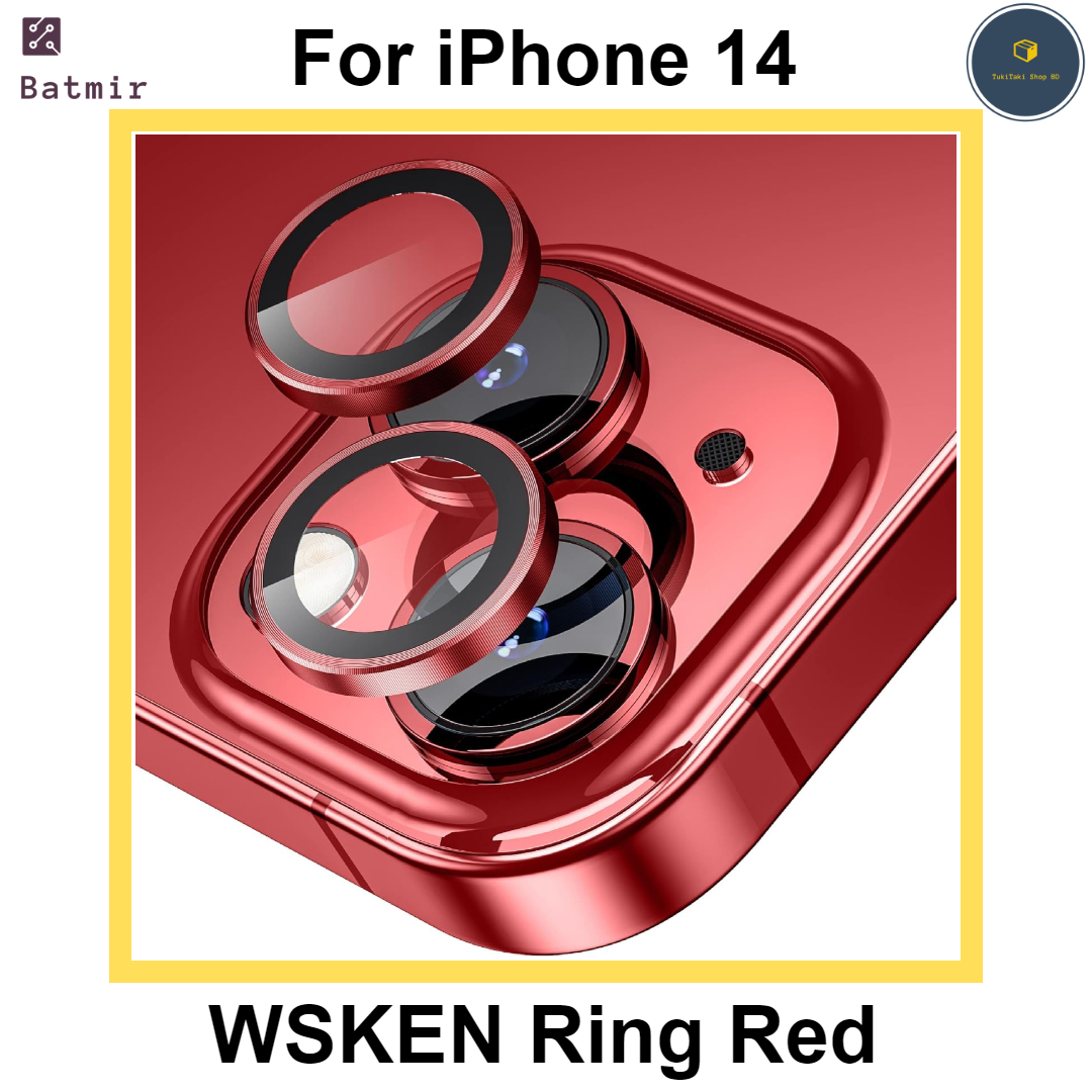 Picture of For Apple iPhone 14 Red WSKEN Ring Alloy Ultra Thin Camera Lens Protector