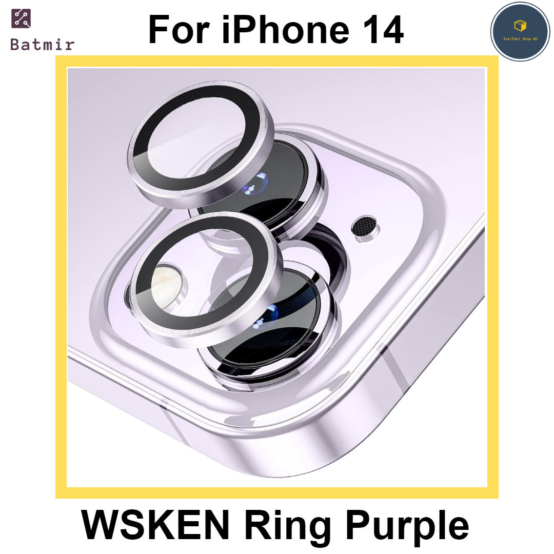 Picture of For Apple iPhone 14 Purple WSKEN Ring Alloy Ultra Thin Camera Lens Protector
