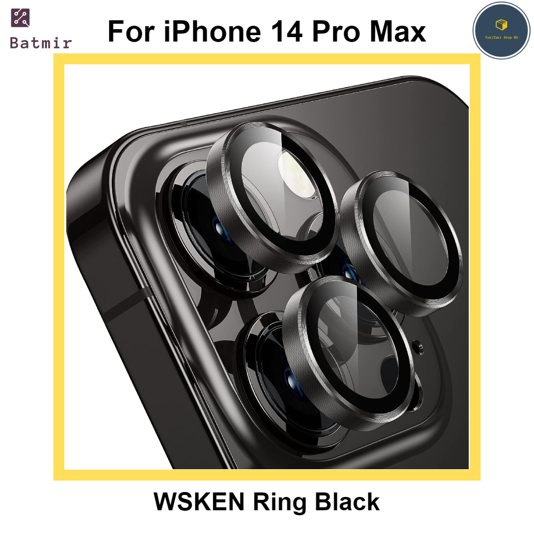 Picture of For Apple iPhone 14 Pro Max Black WSKEN Ring Alloy Ultra Thin Camera Lens Protector