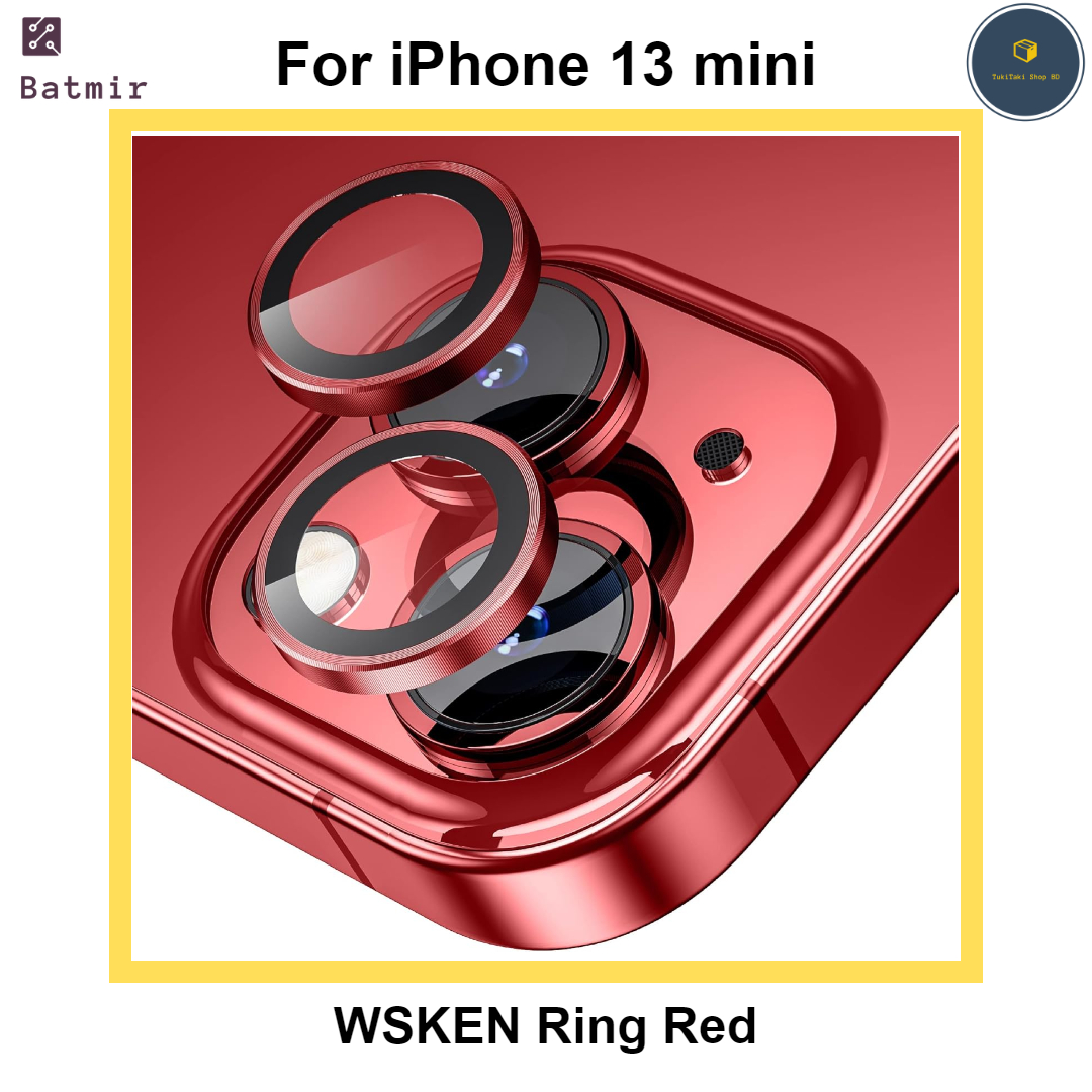 Picture of For Apple iPhone 13 Mini Red WSKEN Ring Alloy Ultra Thin Camera Lens Protector