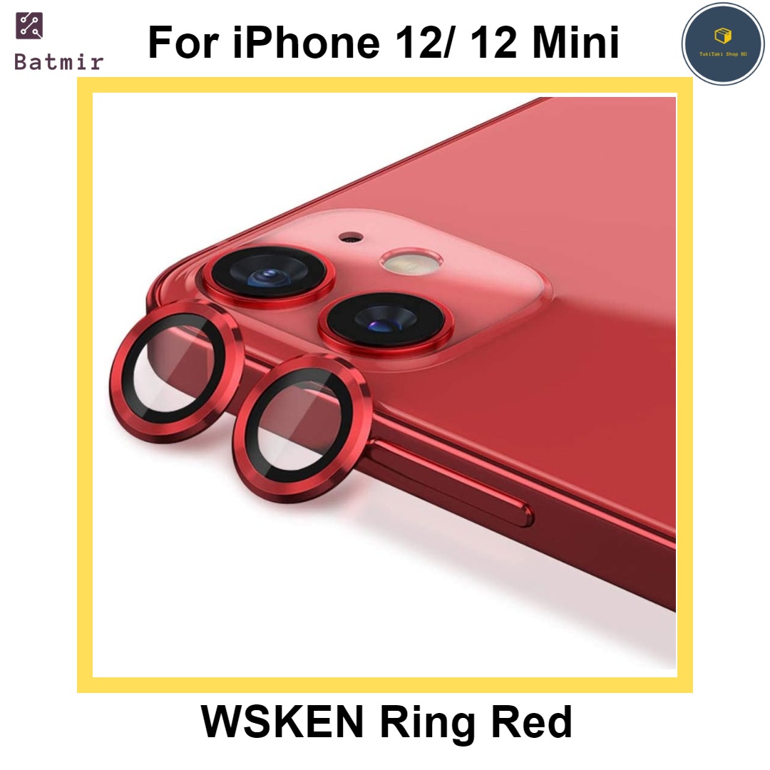 Picture of For Apple iPhone 12/ iPhone 12 Mini Red WSKEN Ring Alloy Ultra Thin Camera Lens Protector