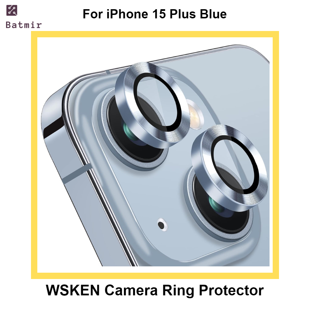 Picture of For Apple iPhone 15 Plus Blue WSKEN Ring Alloy Ultra Thin Camera Lens Protector