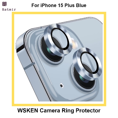Picture of For Apple iPhone 15 Plus Blue WSKEN Ring Alloy Ultra Thin Camera Lens Protector