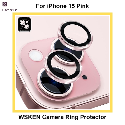 Picture of For Apple iPhone 15 Pink WSKEN Ring Alloy Ultra Thin Camera Lens Protector