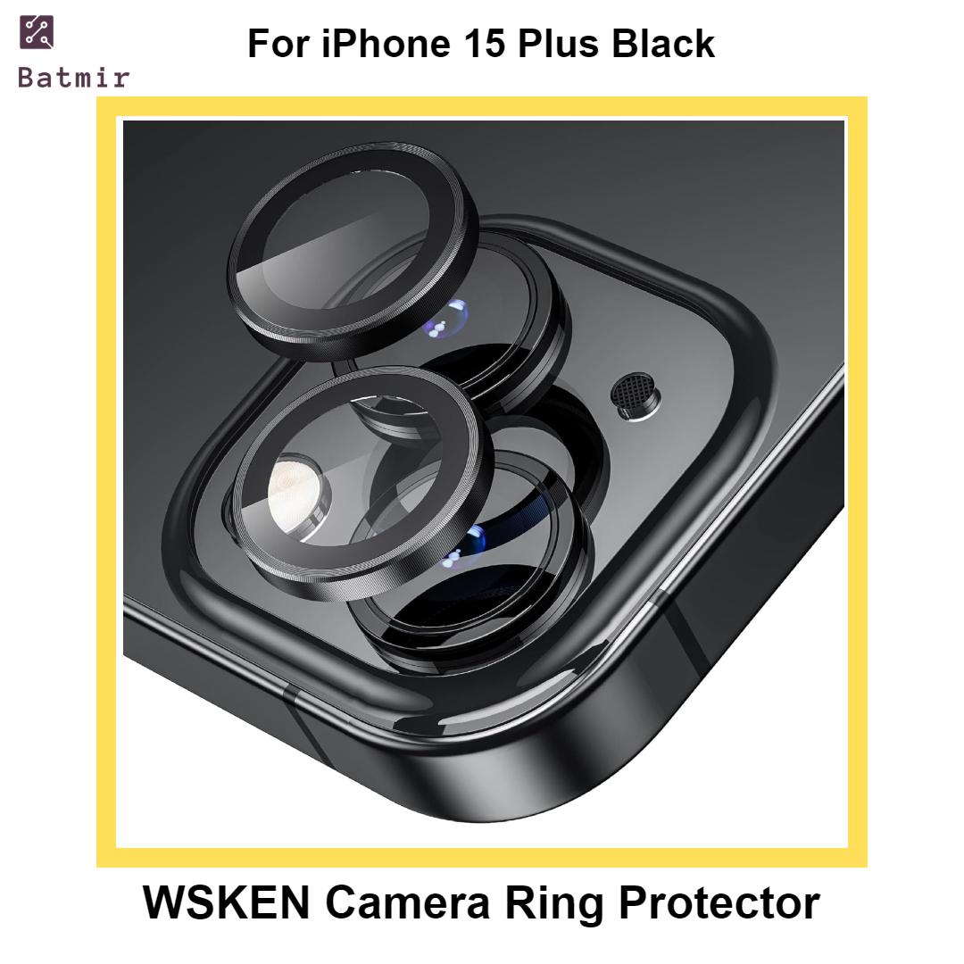 Picture of For Apple iPhone 15 Plus Black WSKEN Ring Alloy Ultra Thin Camera Lens Protector