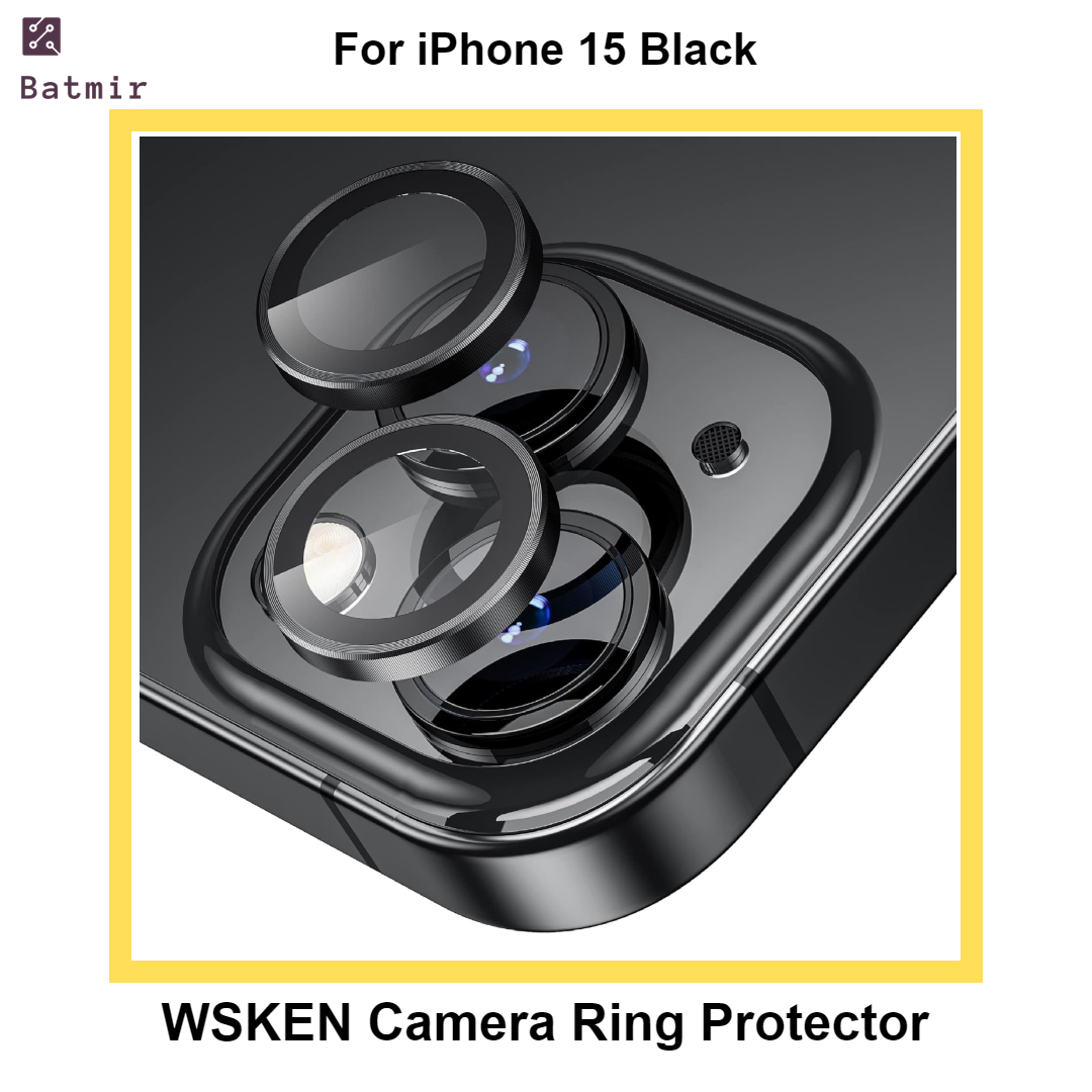 Picture of For Apple iPhone 15 Black WSKEN Ring Alloy Ultra Thin Camera Lens Protector
