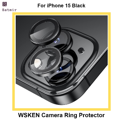 Picture of For Apple iPhone 15 Black WSKEN Ring Alloy Ultra Thin Camera Lens Protector