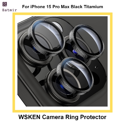Picture of For Apple iPhone 15 Pro Max Black Titanium WSKEN Ring Alloy Ultra Thin Camera Lens Protector