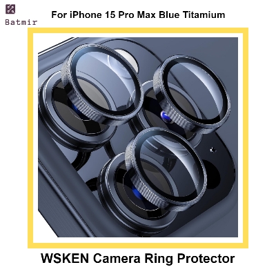 Picture of For Apple iPhone 15 Pro Max Blue Titanium WSKEN Ring Alloy Ultra Thin Camera Lens Protector