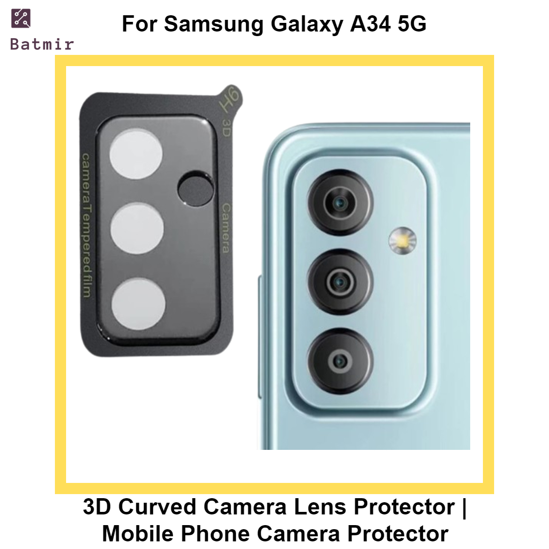 Picture of For Samsung Galaxy A34 5G Lens Shield Latest Generation Curvy Border Glass Membrane HD Tempered Glass Camera Full Lens Protector | 3D Camera Protector | Mobile Phone Camera Protector