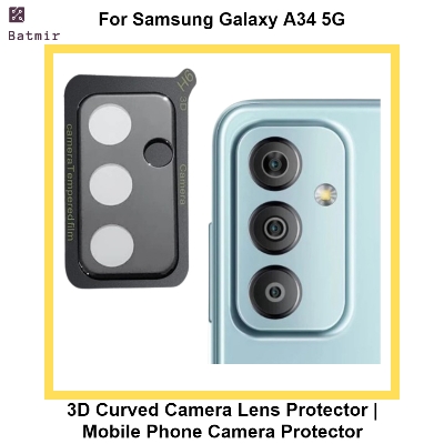 Picture of For Samsung Galaxy A34 5G Lens Shield Latest Generation Curvy Border Glass Membrane HD Tempered Glass Camera Full Lens Protector | 3D Camera Protector | Mobile Phone Camera Protector