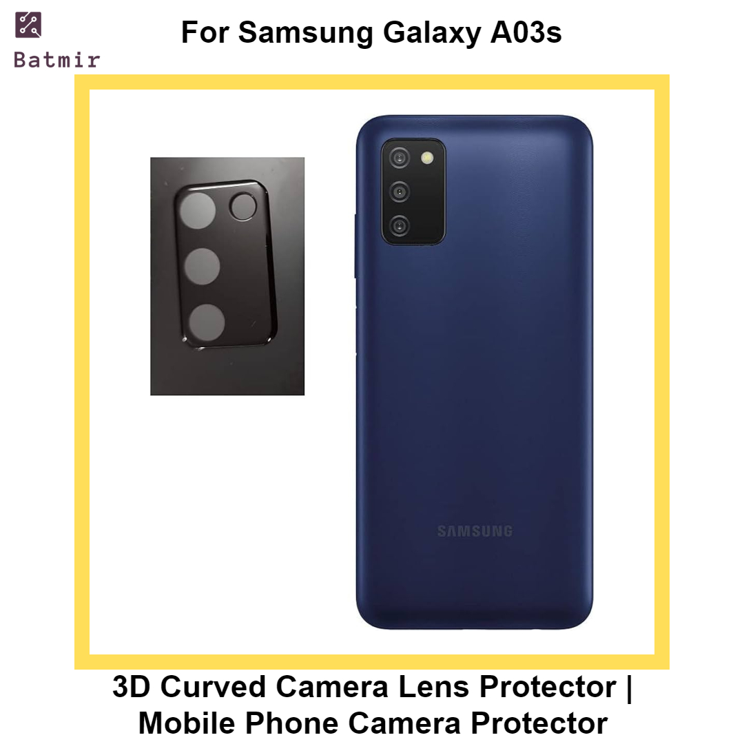 Picture of For Samsung Galaxy A03s Lens Shield Latest Generation Curvy Border Glass Membrane HD Tempered Glass Camera Full Lens Protector | 3D Camera Protector | Mobile Phone Camera Protector