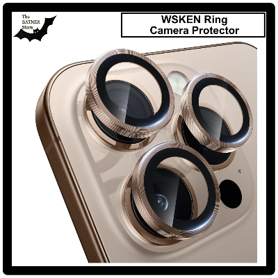 Picture of For iPhone 16 Pro Desert Titanium WSKEN Camera Lens Protector Ring Alloy Ultra Thin Shatterproof 9H Tempered Glass Camera Screen Protector