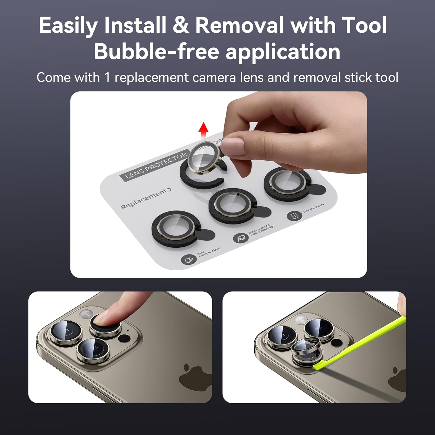 Picture of For iPhone 16 Pro Max Natural Titanium WSKEN Camera Lens Protector Ring Alloy Ultra Thin Shatterproof 9H Tempered Glass Camera Screen Protector