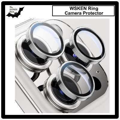 Picture of For iPhone 16 Pro Max Silver Titanium WSKEN Camera Lens Protector Ring Alloy Ultra Thin Shatterproof 9H Tempered Glass Camera Screen Protector