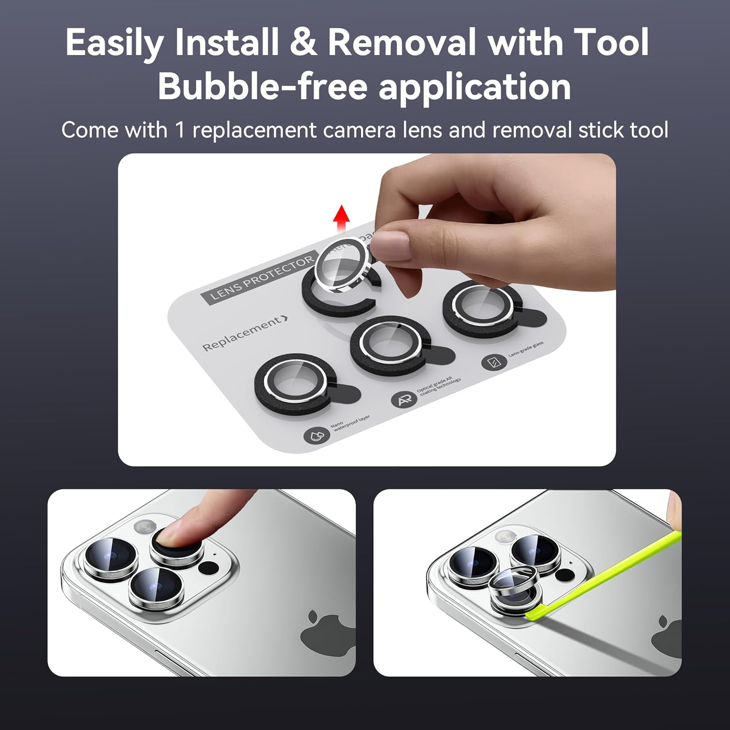 Picture of For iPhone 16 Pro Max Silver Titanium WSKEN Camera Lens Protector Ring Alloy Ultra Thin Shatterproof 9H Tempered Glass Camera Screen Protector