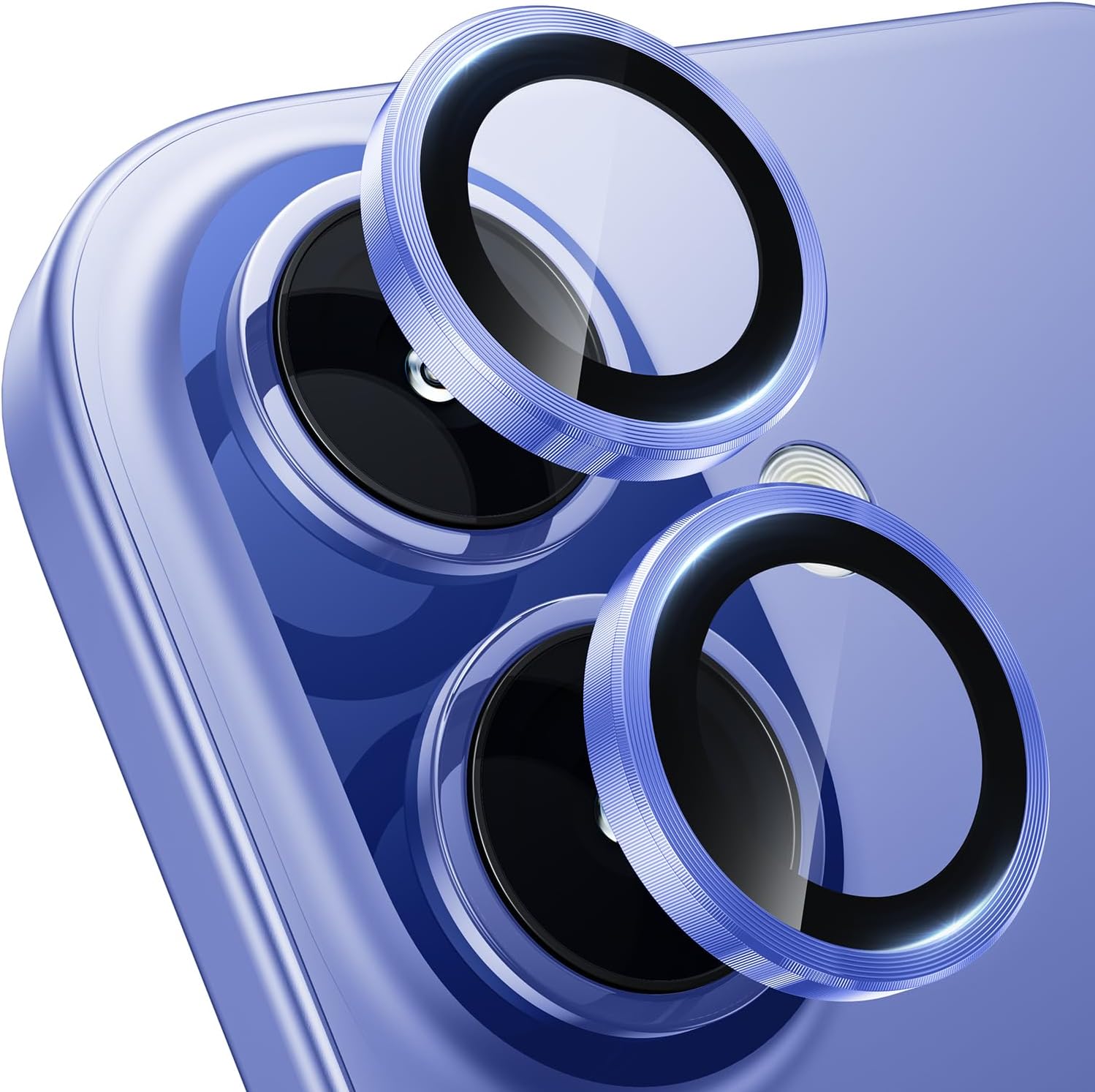 Picture of For iPhone 16 Plus Blue WSKEN Camera Lens Protector Ring Alloy Ultra Thin Shatterproof 9H Tempered Glass Camera Screen Protector