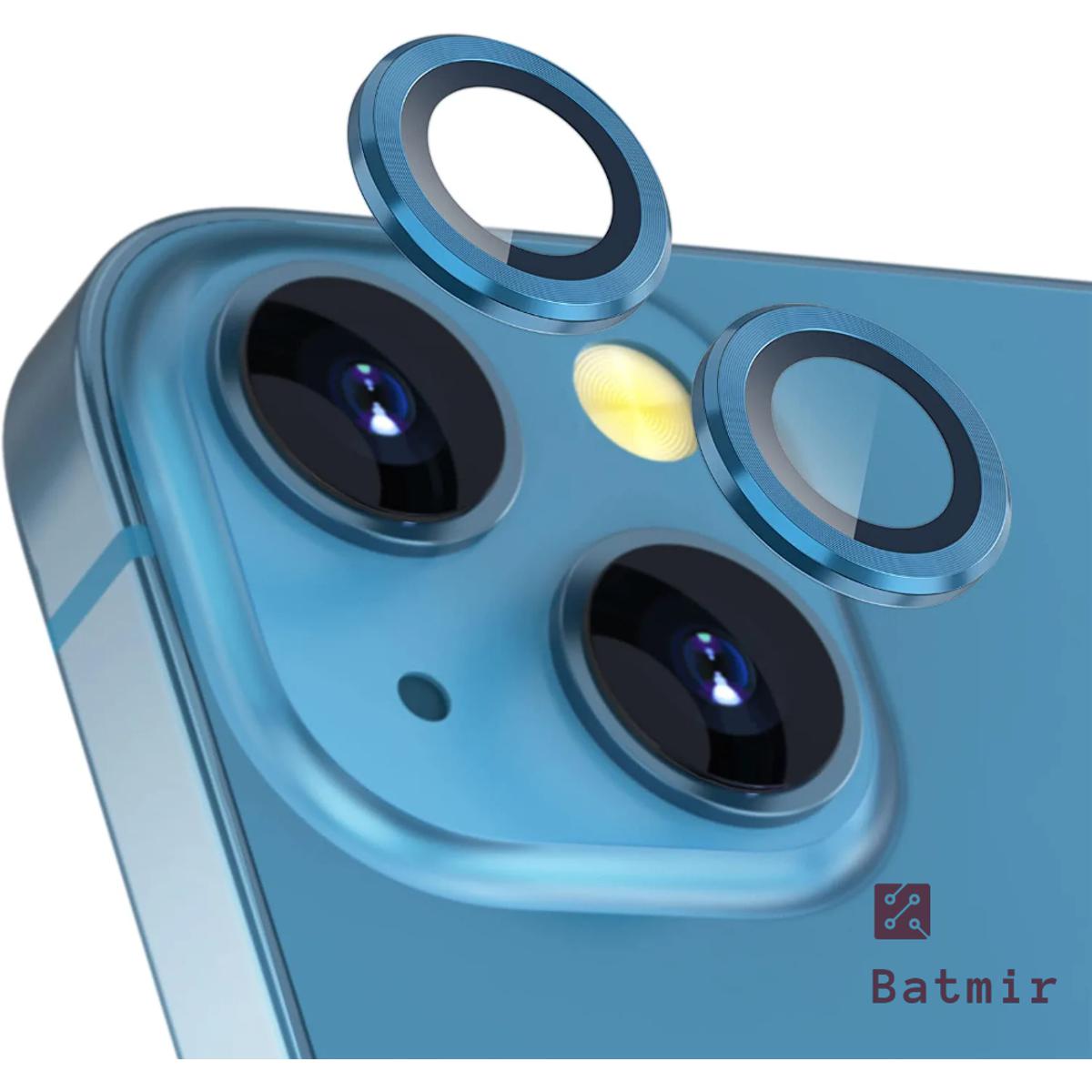 Picture of For Apple iPhone 13 Mini Blue Camera Protector WSKEN Metal Ring Tempered Glass Camera Lens Protector