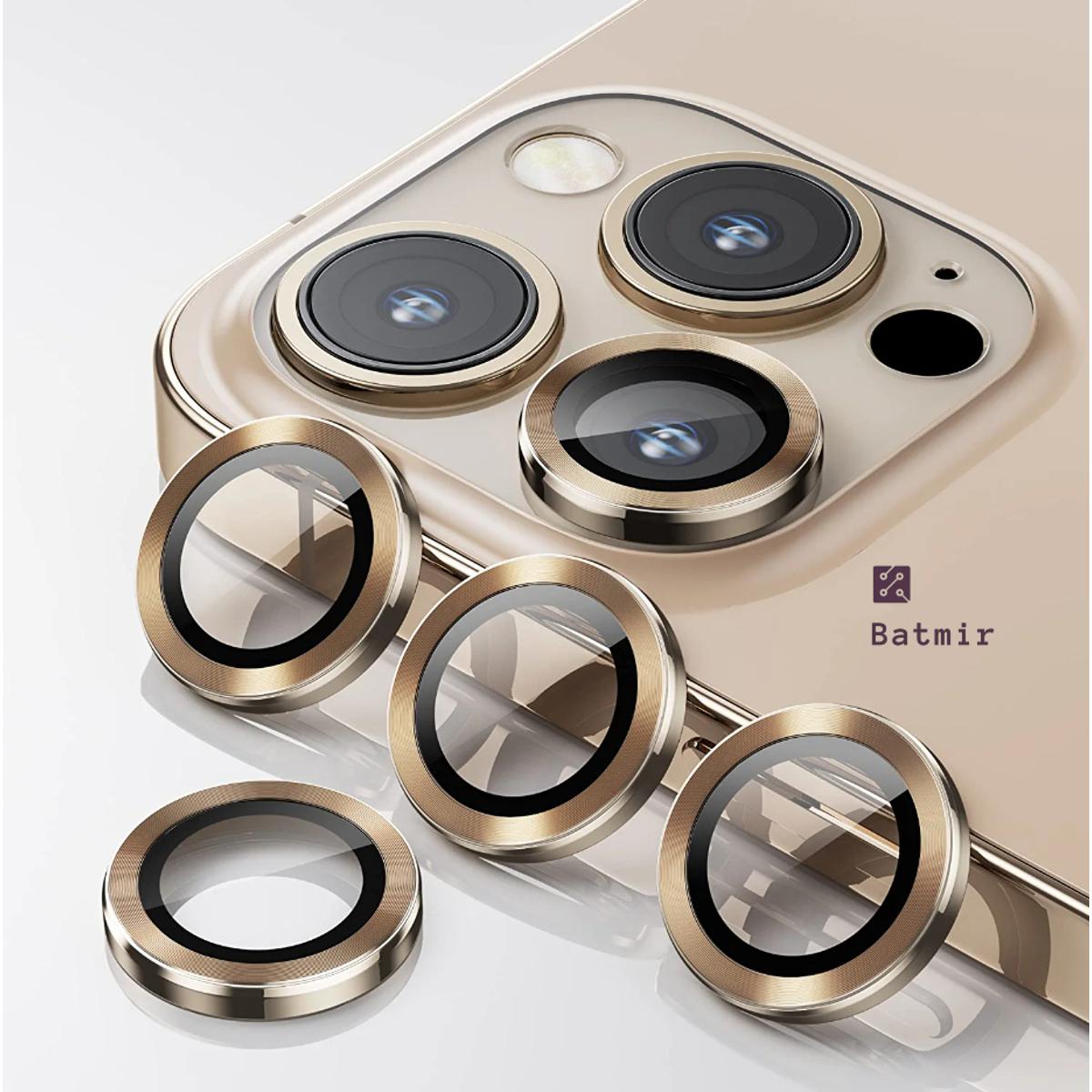 Picture of For Apple iPhone 13 Pro Max Golden Camera Protector WSKEN Metal Ring Tempered Glass Camera Lens Protector