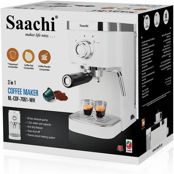 Picture of Saachi Capsule Coffee Machine NL-COF-7061-WH With 20 Bar Pressure Pump